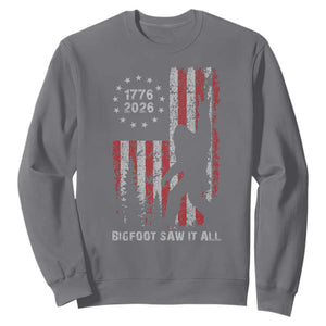 Bigfoot Sasquatch USA 250th Anniversary Sweatshirt Retro Bigfoot Saw It All 250 Years 1776 2026 4th of July