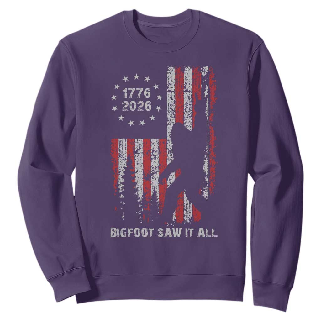 Bigfoot Sasquatch USA 250th Anniversary Sweatshirt Retro Bigfoot Saw It All 250 Years 1776 2026 4th of July
