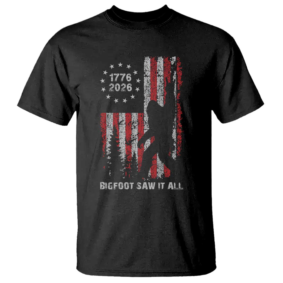 Bigfoot Sasquatch USA 250th Anniversary T Shirt Retro Bigfoot Saw It All 250 Years 1776 2026 4th of July