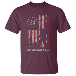 Bigfoot Sasquatch USA 250th Anniversary T Shirt Retro Bigfoot Saw It All 250 Years 1776 2026 4th of July