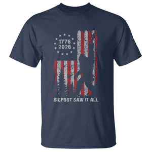 Bigfoot Sasquatch USA 250th Anniversary T Shirt Retro Bigfoot Saw It All 250 Years 1776 2026 4th of July
