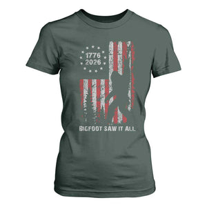 Bigfoot Sasquatch USA 250th Anniversary T Shirt For Women Retro Bigfoot Saw It All 250 Years 1776 2026 4th of July