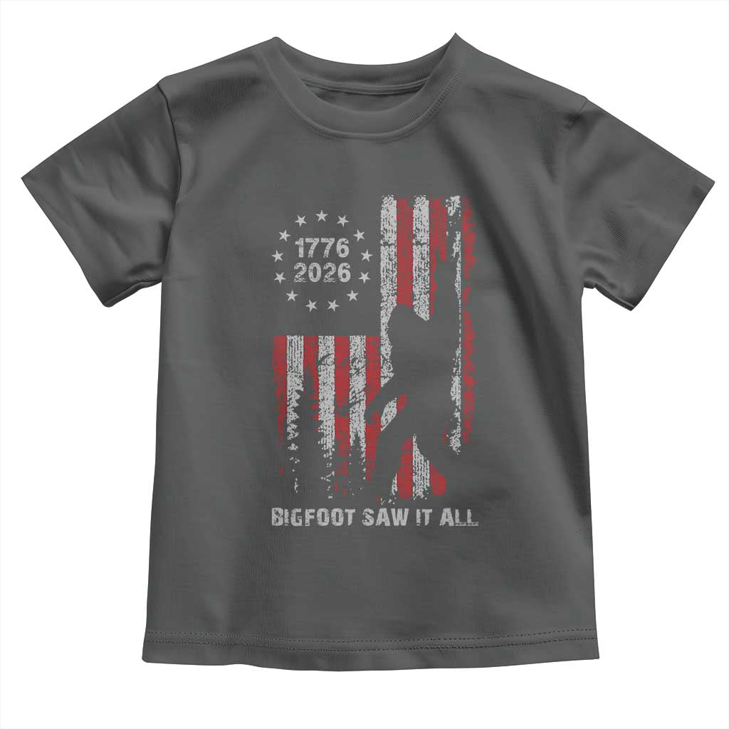 Bigfoot Sasquatch USA 250th Anniversary Toddler T Shirt Retro Bigfoot Saw It All 250 Years 1776 2026 4th of July