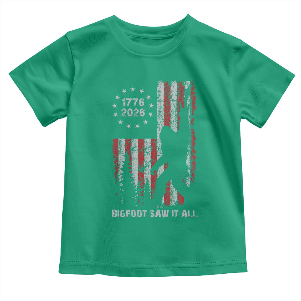 Bigfoot Sasquatch USA 250th Anniversary Toddler T Shirt Retro Bigfoot Saw It All 250 Years 1776 2026 4th of July