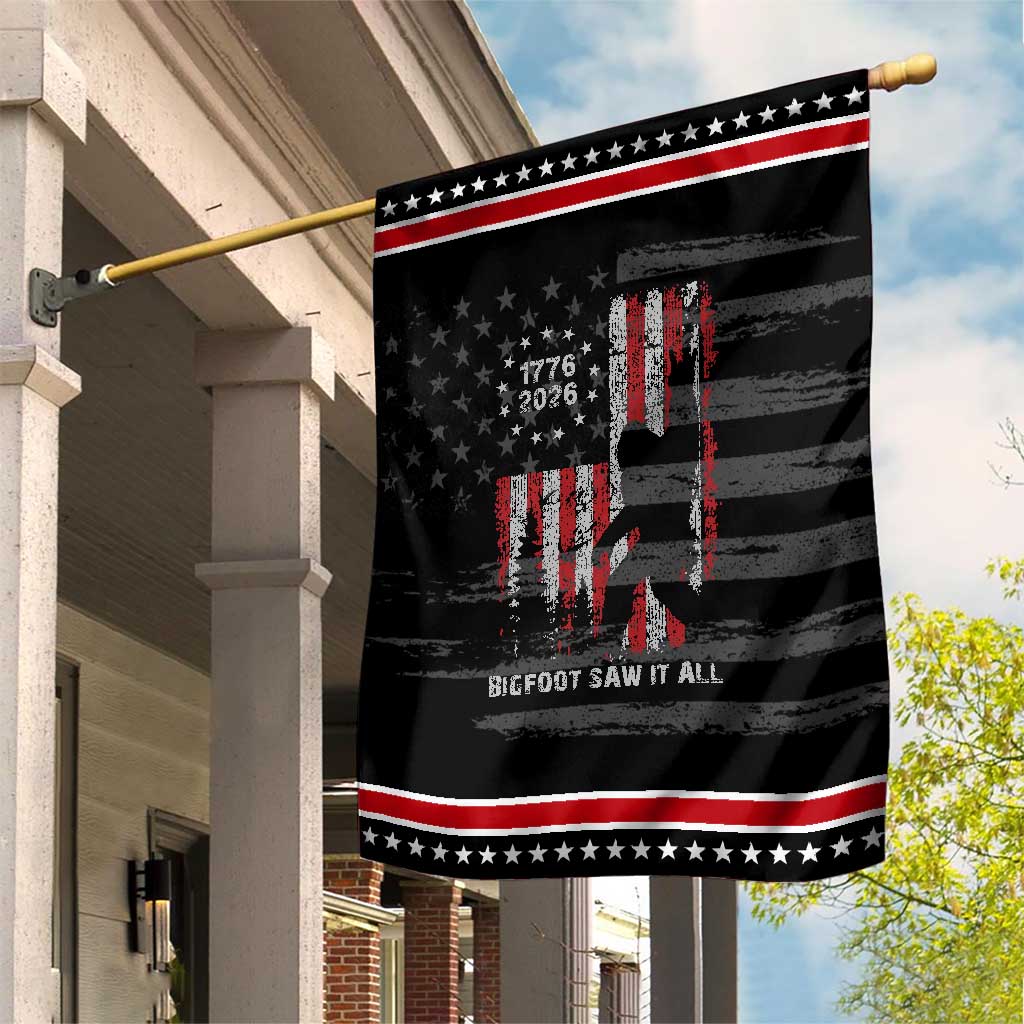 Bigfoot Sasquatch USA 250th Anniversary Patriotic Garden Flag Retro Bigfoot Saw It All 250 Years 1776 2026 4th of July