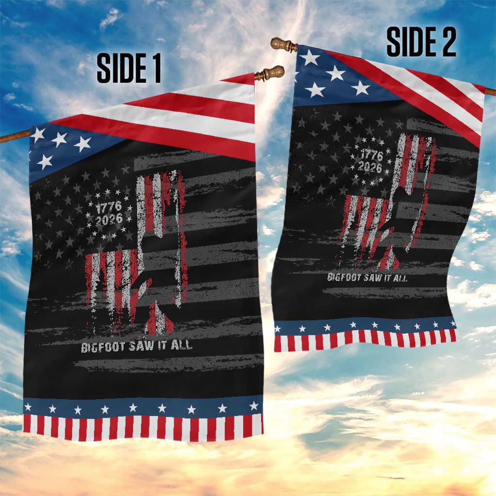 Bigfoot Sasquatch USA 250th Anniversary Patriotic Garden Flag Retro Bigfoot Saw It All 250 Years 1776 2026 4th of July
