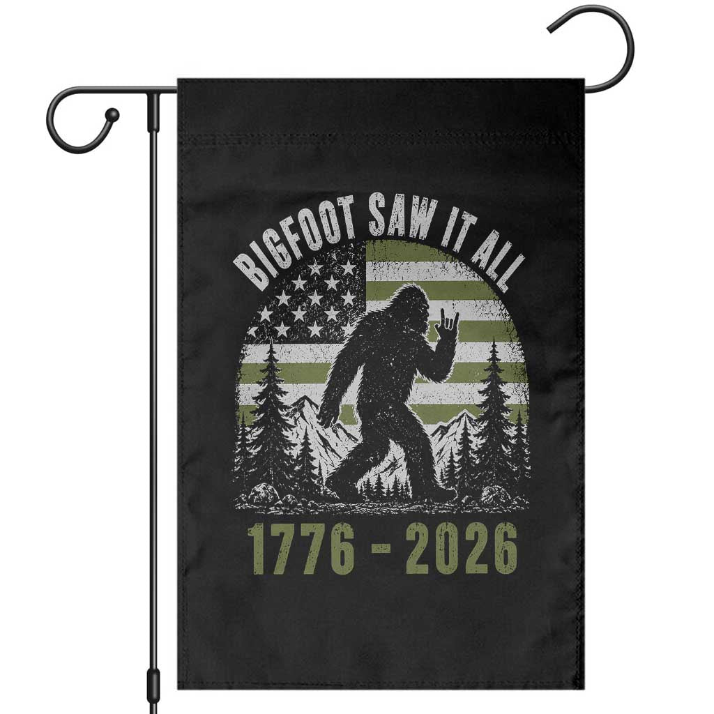 Retro Bigfoot Saw It All USA 250th Anniversary Garden Flag 250 Years 1776 2026 4th of July Sasquatch Flag