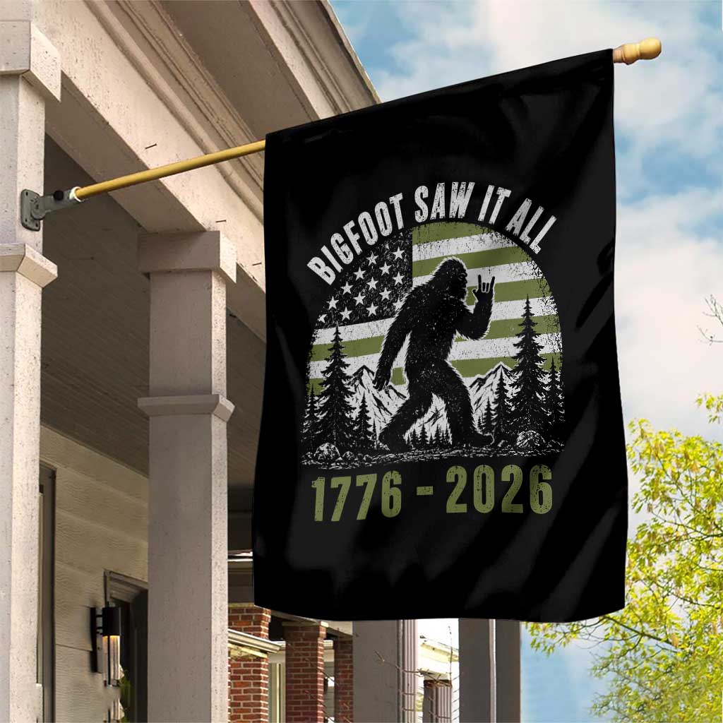 Retro Bigfoot Saw It All USA 250th Anniversary Garden Flag 250 Years 1776 2026 4th of July Sasquatch Flag