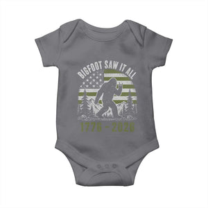 Retro Bigfoot Saw It All USA 250th Anniversary Baby Onesie 250 Years 1776 2026 4th of July Sasquatch Flag