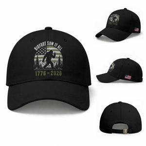 Retro Bigfoot Saw It All USA 250th Anniversary Baseball Cap 250 Years 1776 2026 4th of July Sasquatch Flag