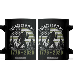 Retro Bigfoot Saw It All USA 250th Anniversary Coffee Mug 250 Years 1776 2026 4th of July Sasquatch Flag
