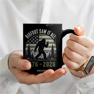 Retro Bigfoot Saw It All USA 250th Anniversary Coffee Mug 250 Years 1776 2026 4th of July Sasquatch Flag