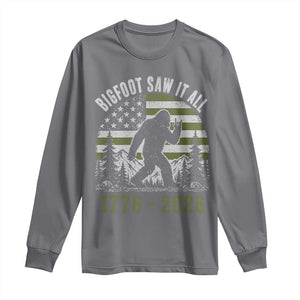 Retro Bigfoot Saw It All USA 250th Anniversary Long Sleeve Shirt 250 Years 1776 2026 4th of July Sasquatch Flag