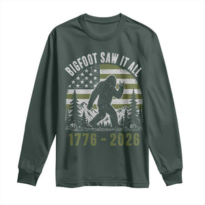 Retro Bigfoot Saw It All USA 250th Anniversary Long Sleeve Shirt 250 Years 1776 2026 4th of July Sasquatch Flag