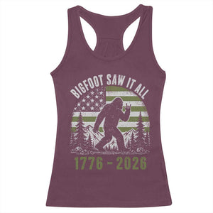 Retro Bigfoot Saw It All USA 250th Anniversary Racerback Tank Top 250 Years 1776 2026 4th of July Sasquatch Flag
