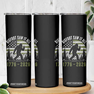 Retro Bigfoot Saw It All USA 250th Anniversary Skinny Tumbler 250 Years 1776 2026 4th of July Sasquatch Flag