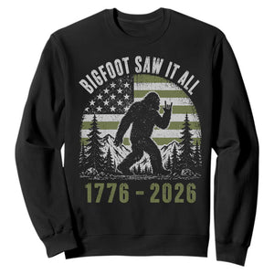 Retro Bigfoot Saw It All USA 250th Anniversary Sweatshirt 250 Years 1776 2026 4th of July Sasquatch Flag