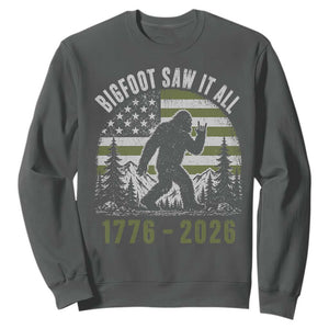 Retro Bigfoot Saw It All USA 250th Anniversary Sweatshirt 250 Years 1776 2026 4th of July Sasquatch Flag