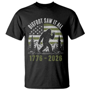 Retro Bigfoot Saw It All USA 250th Anniversary T Shirt 250 Years 1776 2026 4th of July Sasquatch Flag