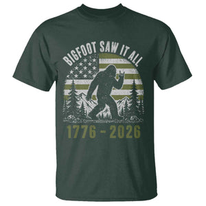 Retro Bigfoot Saw It All USA 250th Anniversary T Shirt 250 Years 1776 2026 4th of July Sasquatch Flag