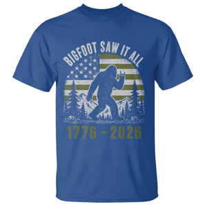 Retro Bigfoot Saw It All USA 250th Anniversary T Shirt 250 Years 1776 2026 4th of July Sasquatch Flag
