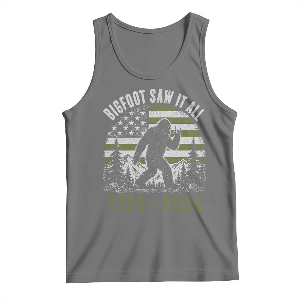 Retro Bigfoot Saw It All USA 250th Anniversary Tank Top 250 Years 1776 2026 4th of July Sasquatch Flag