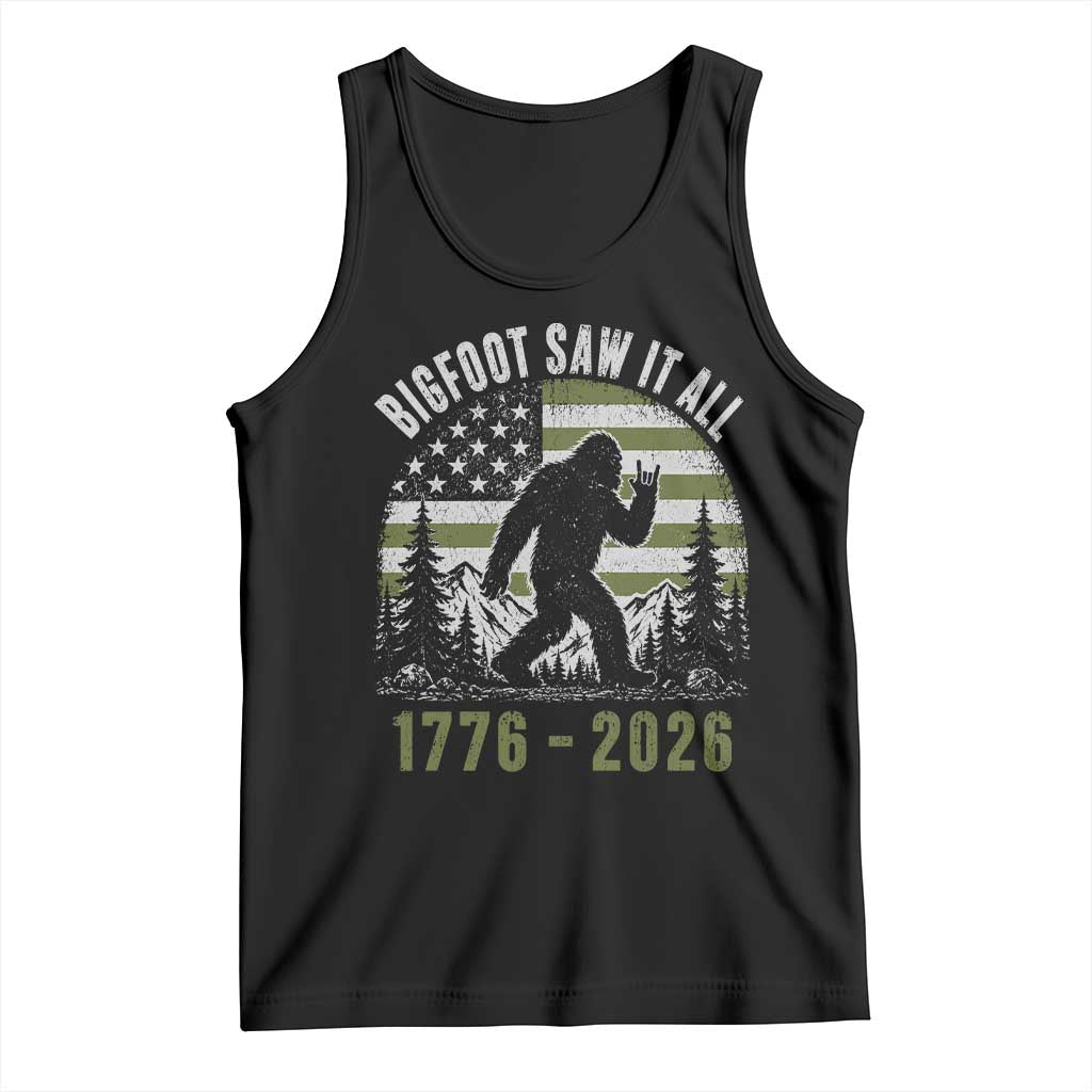 Retro Bigfoot Saw It All USA 250th Anniversary Tank Top 250 Years 1776 2026 4th of July Sasquatch Flag