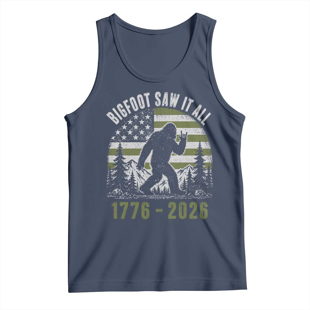 Retro Bigfoot Saw It All USA 250th Anniversary Tank Top 250 Years 1776 2026 4th of July Sasquatch Flag