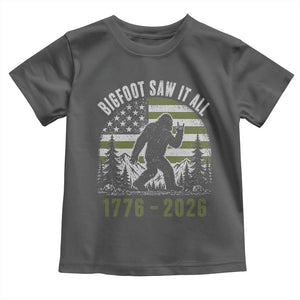 Retro Bigfoot Saw It All USA 250th Anniversary Toddler T Shirt 250 Years 1776 2026 4th of July Sasquatch Flag