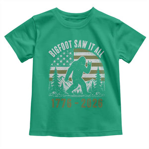 Retro Bigfoot Saw It All USA 250th Anniversary Toddler T Shirt 250 Years 1776 2026 4th of July Sasquatch Flag