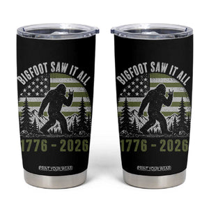 Retro Bigfoot Saw It All USA 250th Anniversary Tumbler Cup 250 Years 1776 2026 4th of July Sasquatch Flag