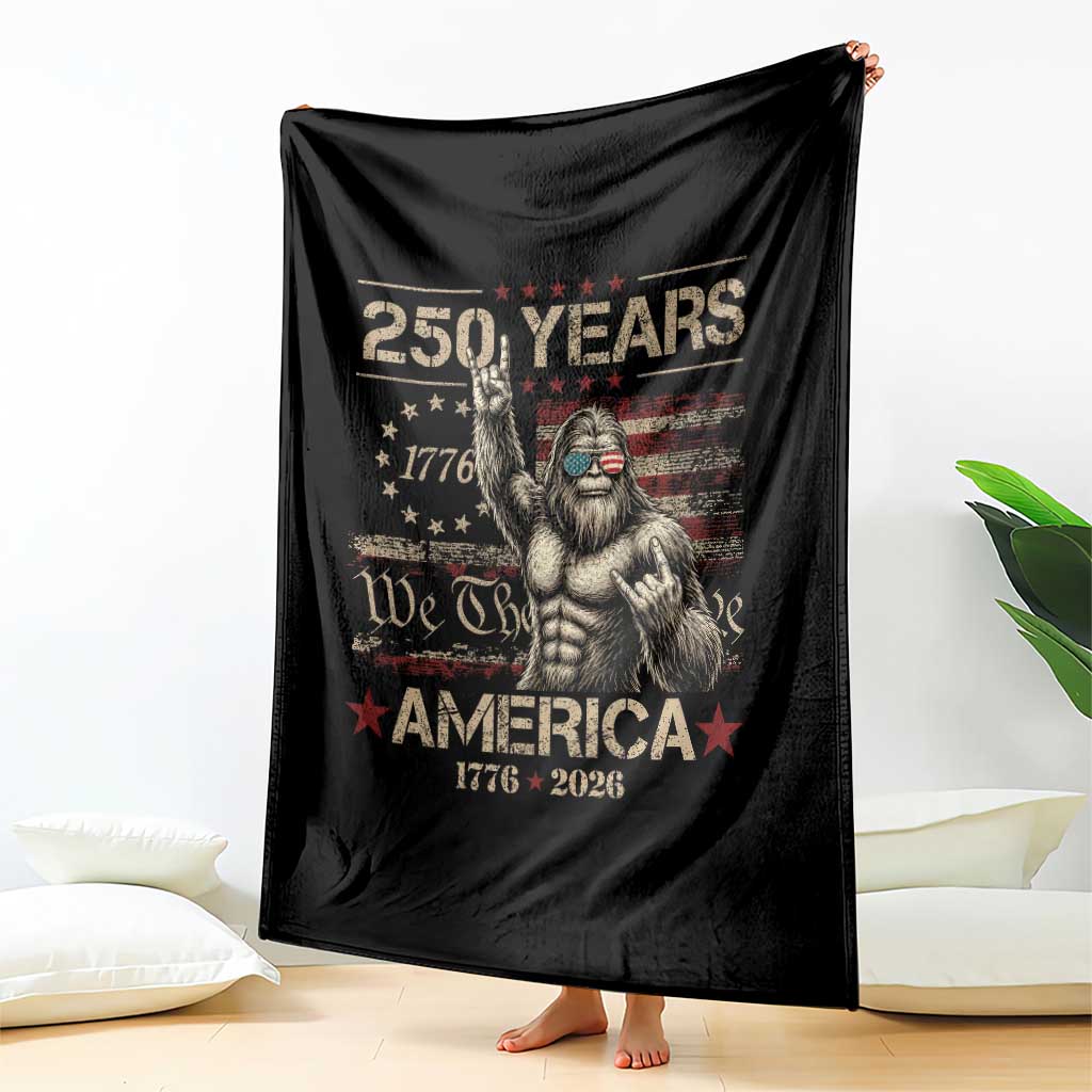 Bigfoot Sasquatch USA 250th Anniversary Throw Blanket Retro 250 Years 1776 2026 4th of July Independence Day