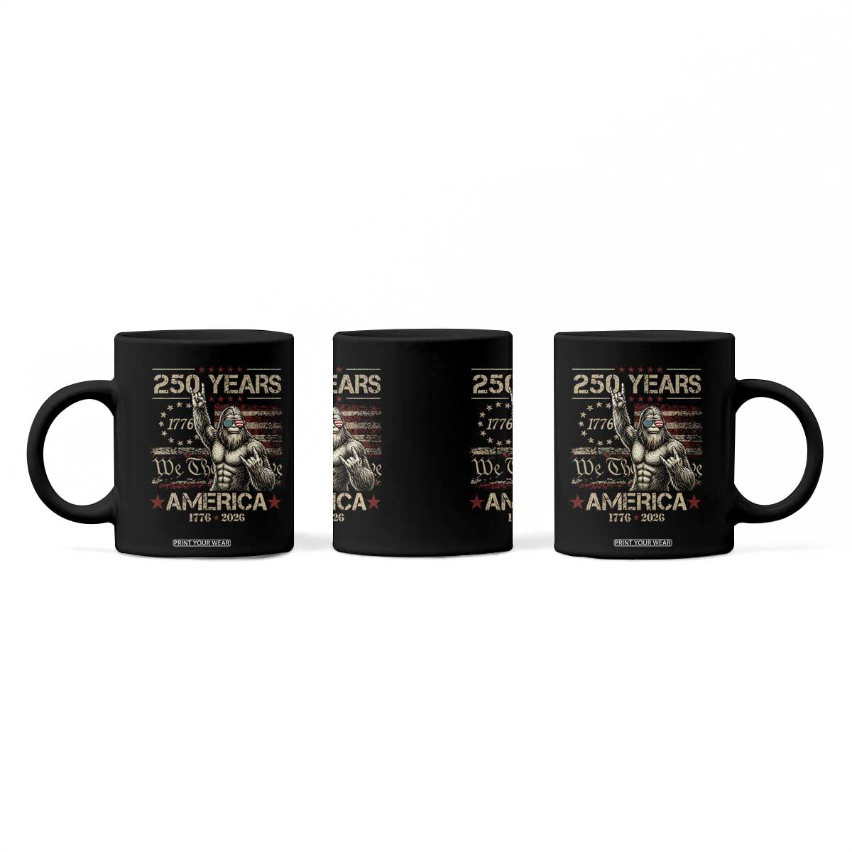 Bigfoot Sasquatch USA 250th Anniversary Coffee Mug Retro 250 Years 1776 2026 4th of July Independence Day