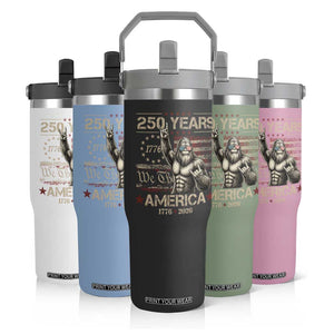 Bigfoot Sasquatch USA 250th Anniversary Flip Straw Tumbler Retro 250 Years 1776 2026 4th of July Independence Day