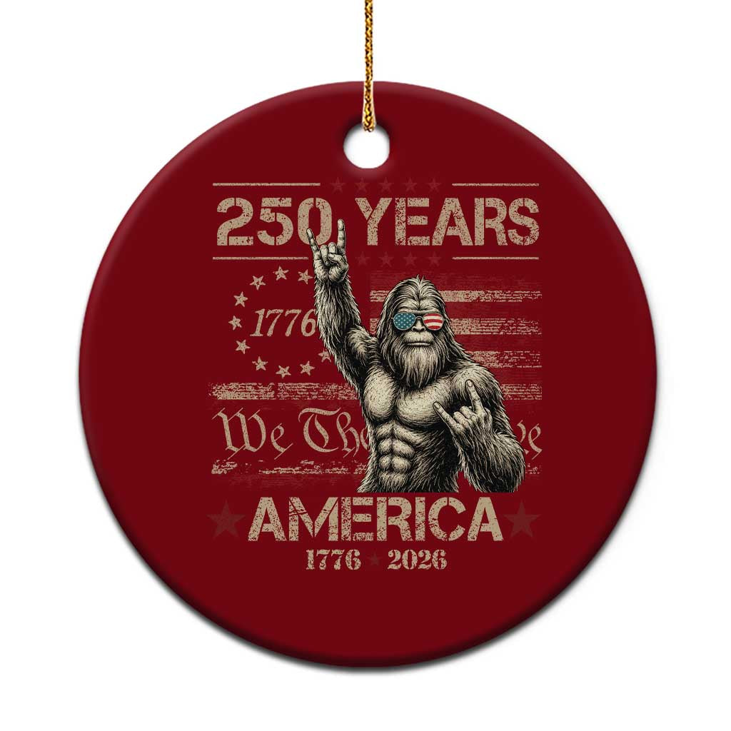 Bigfoot Sasquatch USA 250th Anniversary Ceramic Ornament Retro 250 Years 1776 2026 4th of July Independence Day