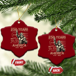 Bigfoot Sasquatch USA 250th Anniversary Ceramic Ornament Retro 250 Years 1776 2026 4th of July Independence Day