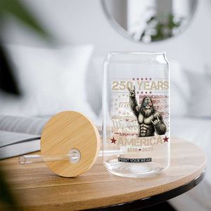 Bigfoot Sasquatch USA 250th Anniversary Glass Can Retro 250 Years 1776 2026 4th of July Independence Day