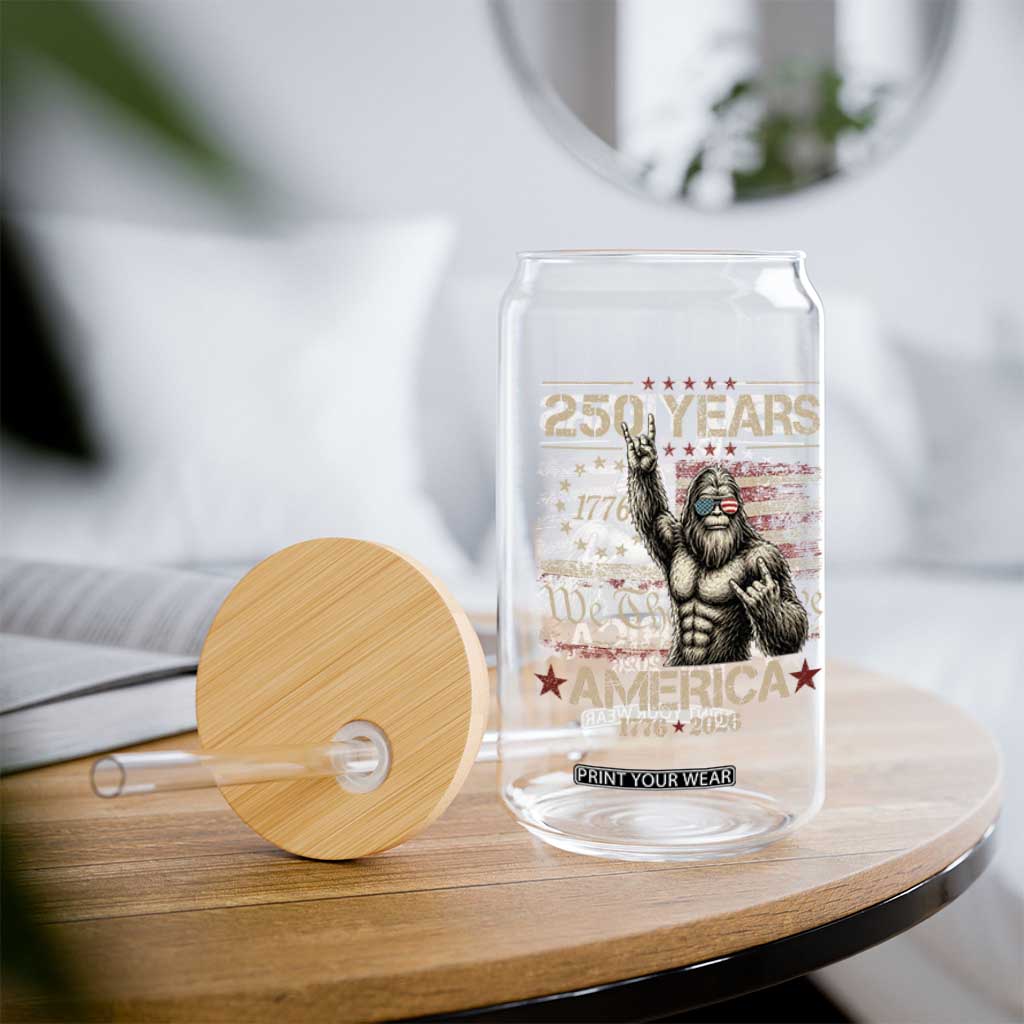Bigfoot Sasquatch USA 250th Anniversary Glass Can Retro 250 Years 1776 2026 4th of July Independence Day