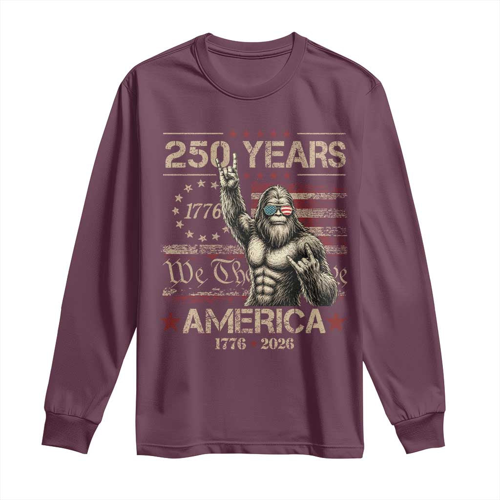 Bigfoot Sasquatch USA 250th Anniversary Long Sleeve Shirt Retro 250 Years 1776 2026 4th of July Independence Day