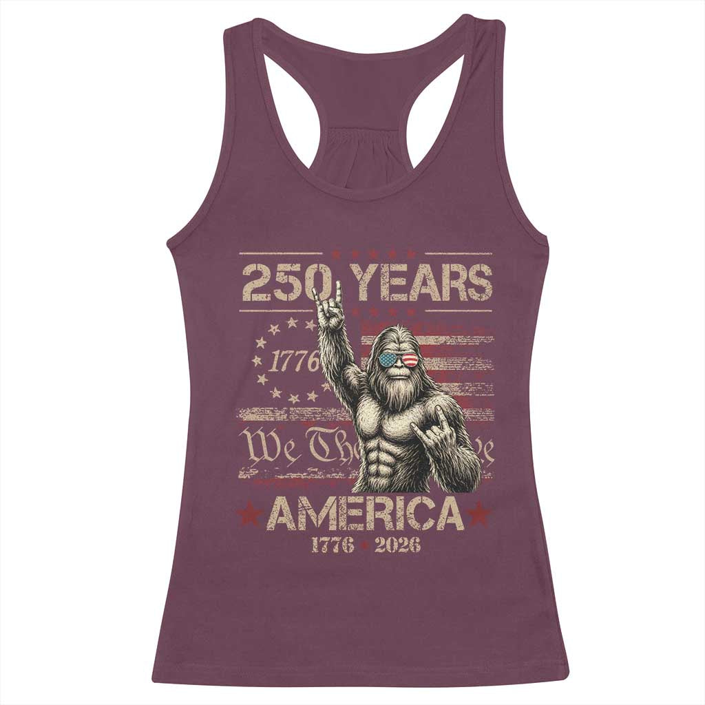 Bigfoot Sasquatch USA 250th Anniversary Racerback Tank Top Retro 250 Years 1776 2026 4th of July Independence Day