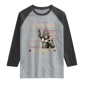 Bigfoot Sasquatch USA 250th Anniversary Raglan Shirt Retro 250 Years 1776 2026 4th of July Independence Day