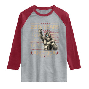 Bigfoot Sasquatch USA 250th Anniversary Raglan Shirt Retro 250 Years 1776 2026 4th of July Independence Day