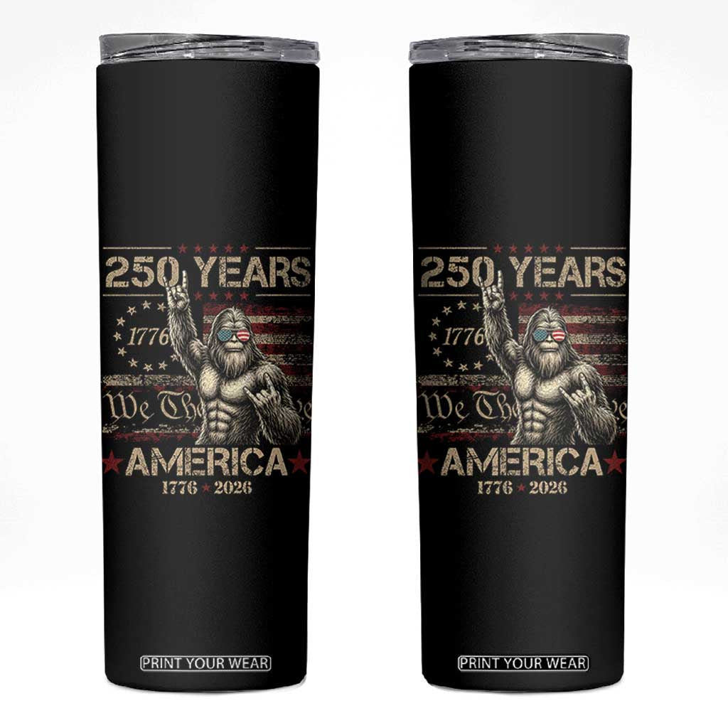 Bigfoot Sasquatch USA 250th Anniversary Skinny Tumbler Retro 250 Years 1776 2026 4th of July Independence Day