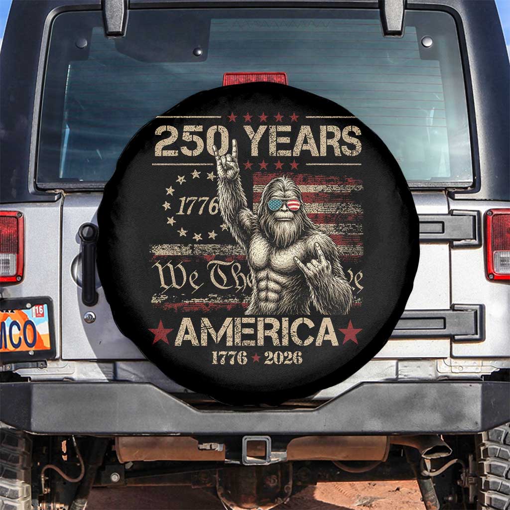 Bigfoot Sasquatch USA 250th Anniversary Spare Tire Cover Retro 250 Years 1776 2026 4th of July Independence Day TS10 No hole Black Print Your Wear