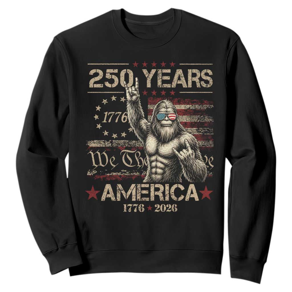 Bigfoot Sasquatch USA 250th Anniversary Sweatshirt Retro 250 Years 1776 2026 4th of July Independence Day