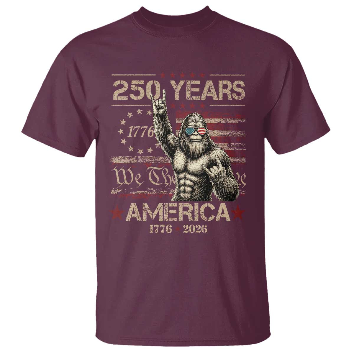 Bigfoot Sasquatch USA 250th Anniversary T Shirt Retro 250 Years 1776 2026 4th of July Independence Day