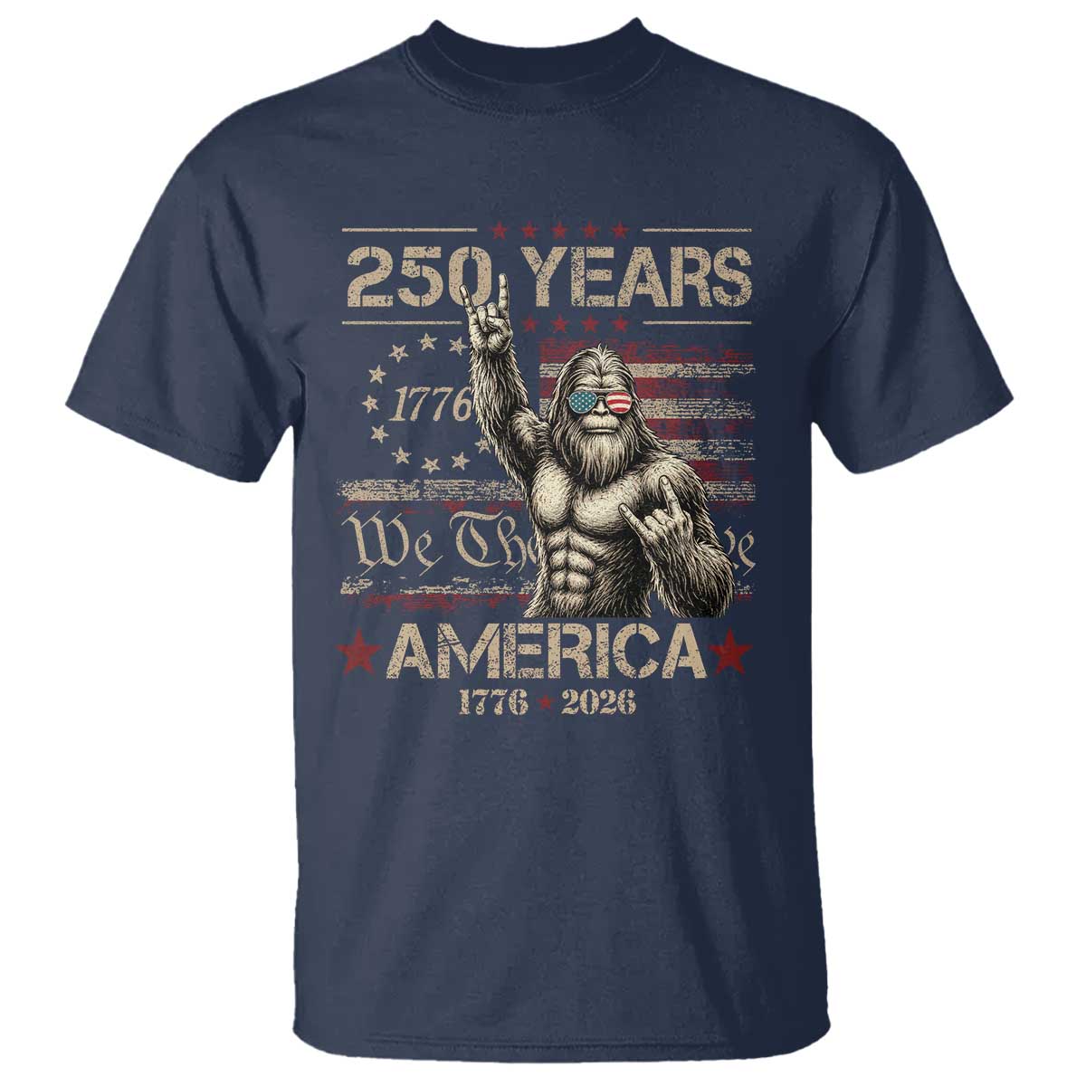 Bigfoot Sasquatch USA 250th Anniversary T Shirt Retro 250 Years 1776 2026 4th of July Independence Day