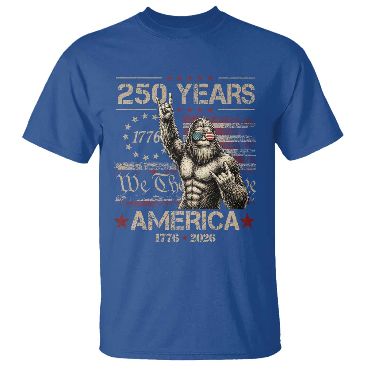 Bigfoot Sasquatch USA 250th Anniversary T Shirt Retro 250 Years 1776 2026 4th of July Independence Day