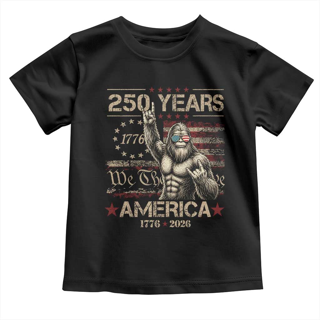 Bigfoot Sasquatch USA 250th Anniversary Toddler T Shirt Retro 250 Years 1776 2026 4th of July Independence Day