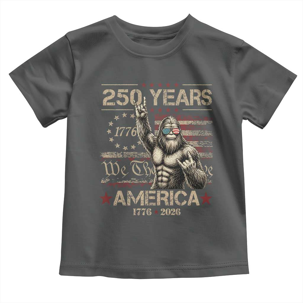 Bigfoot Sasquatch USA 250th Anniversary Toddler T Shirt Retro 250 Years 1776 2026 4th of July Independence Day